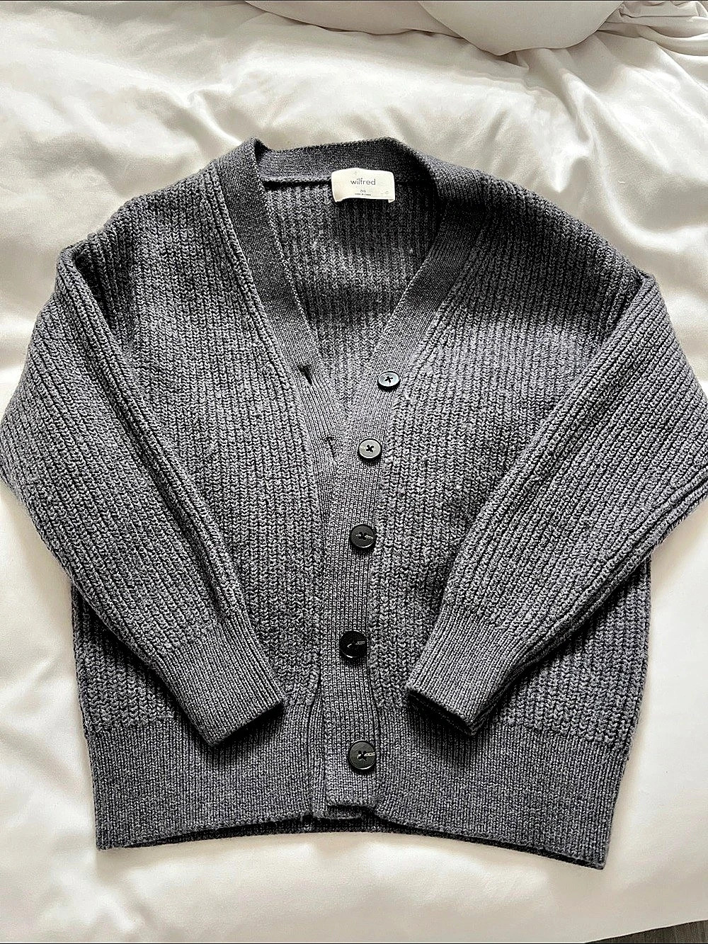 Wilfred aritzia Knit Button-Front Cardigan in Gray Size 2XS